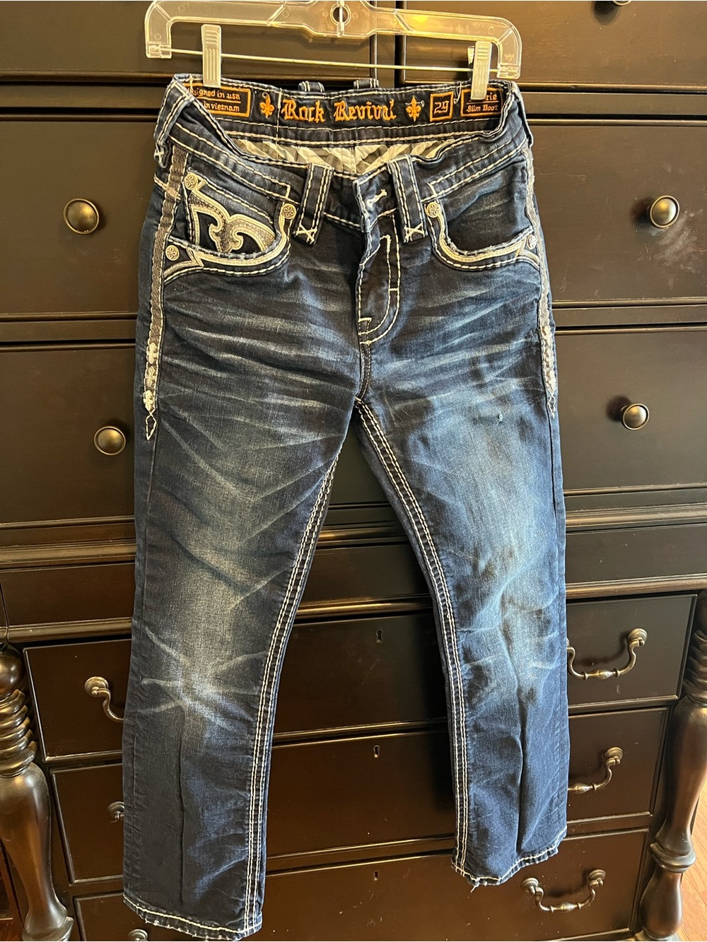 Rock Revival Men’s Dark Blue Slim Bootcut Jeans